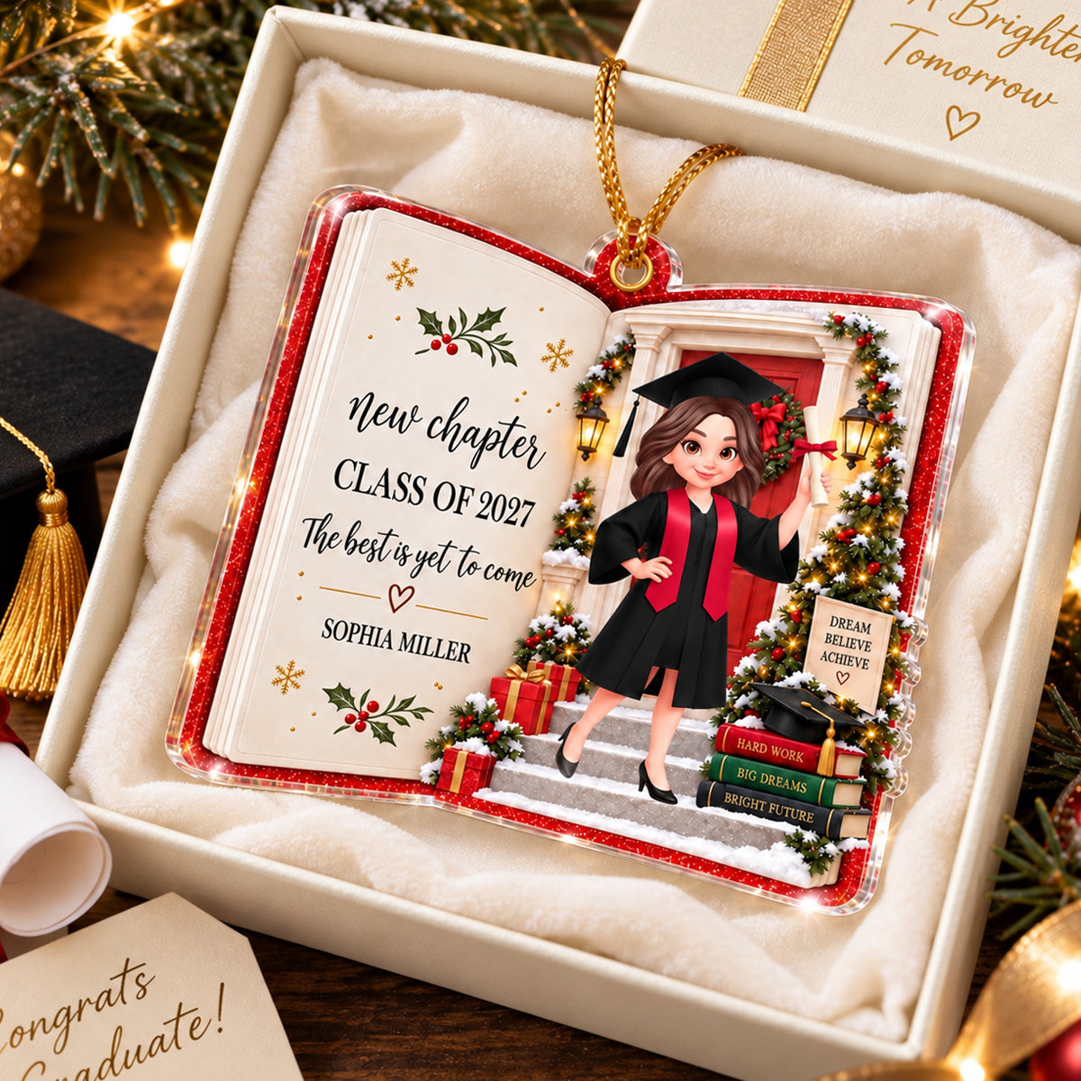 New Chapter New Adventures Custom Graduate 2D Flat - Personalized Acrylic Ornament - Graduation Keepsake