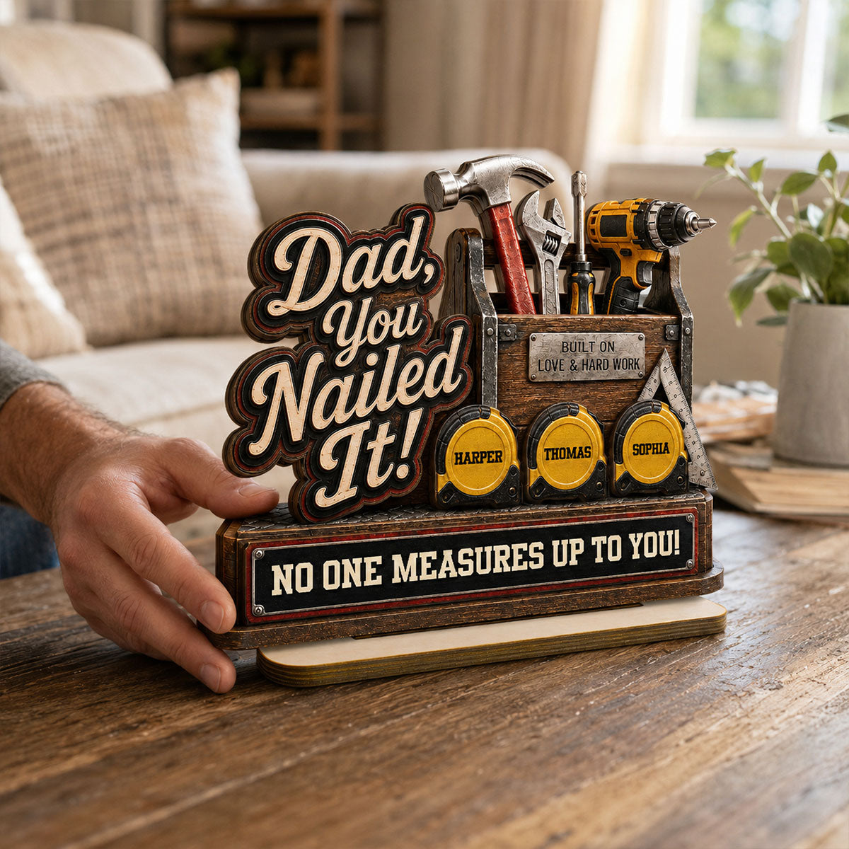 Dad You Nailed It Custom Name 2D Flat - Personalized 2-Layered Wooden Plaque - Father's Day Gift For Dad