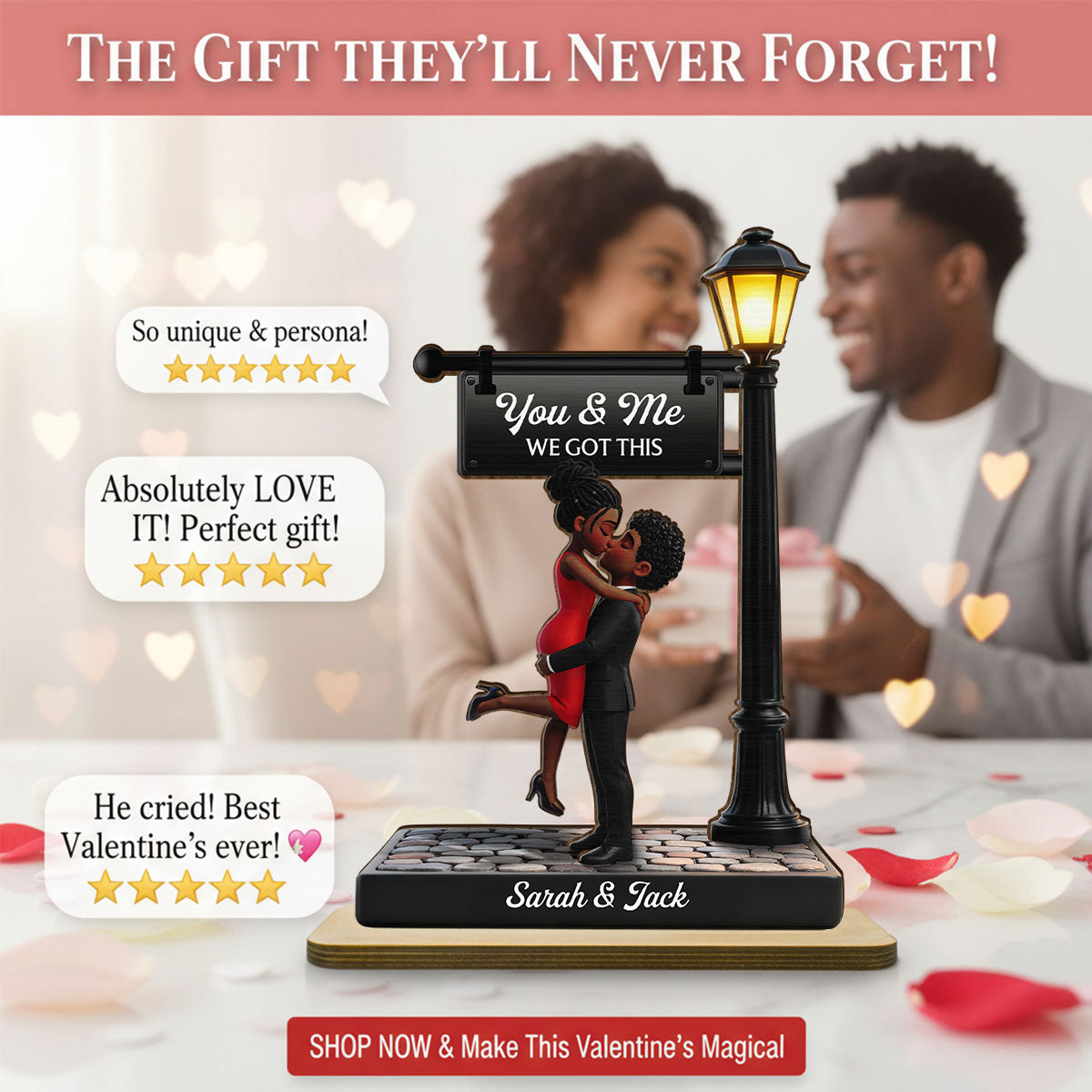 Eternal Love Love Under The Light - Personalized 2-Layered Wooden Plaque - Heartfelt Valentine's Day Gift For Couple, For Him, For Her