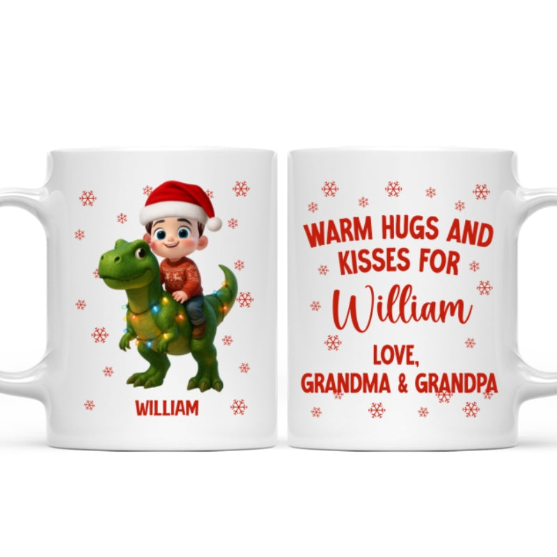 Cute Kid With Dinosaur Christmas Personalized Mug