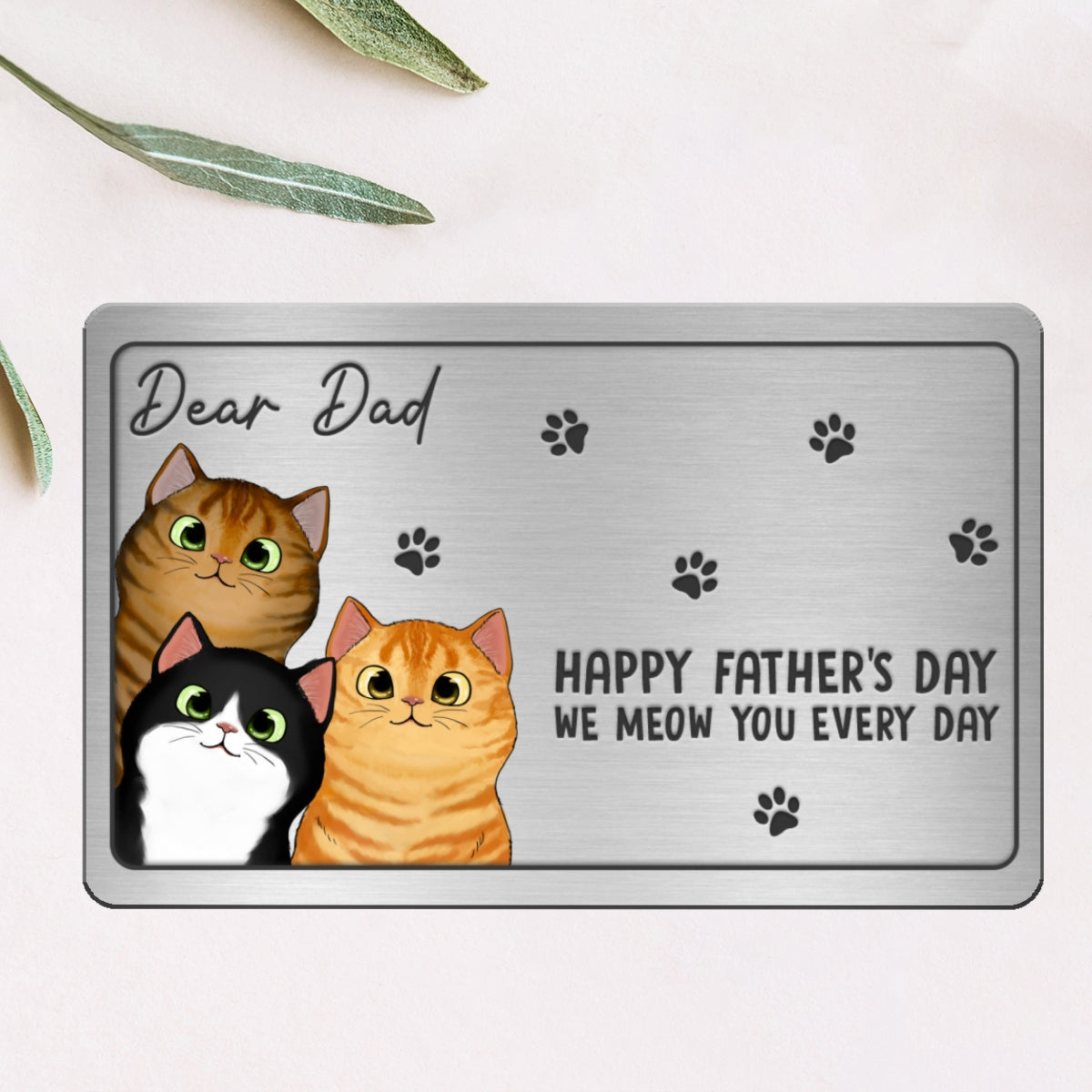 Happy Father‘s Day Fluffy Cats Personalized Metal Wallet Card