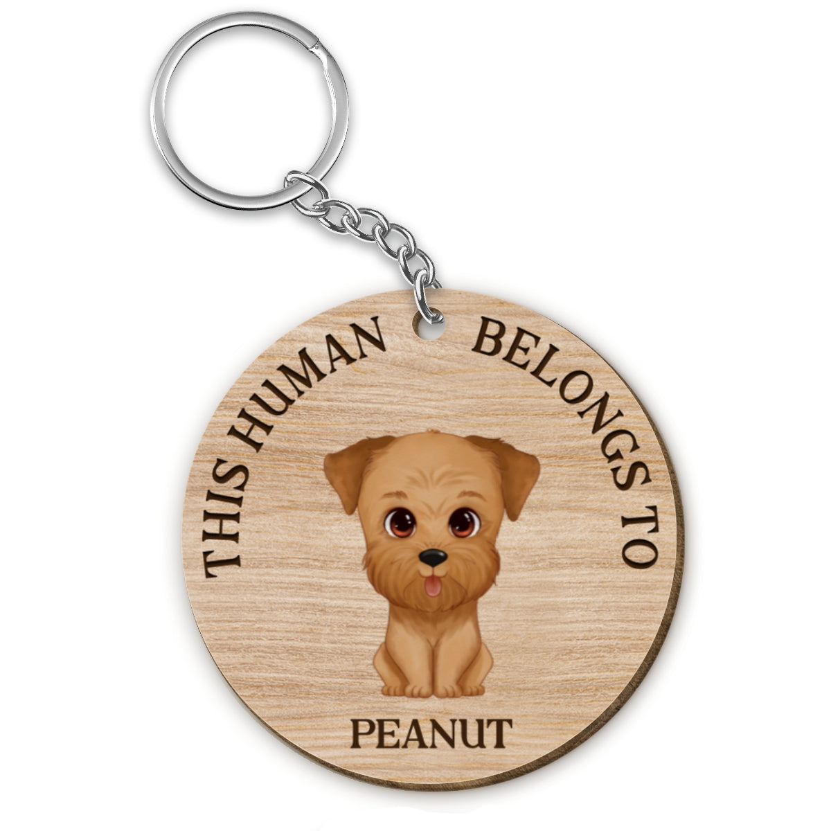 This Human Belongs To Watercolor Cute Dogs Personalized Wooden Keychain
