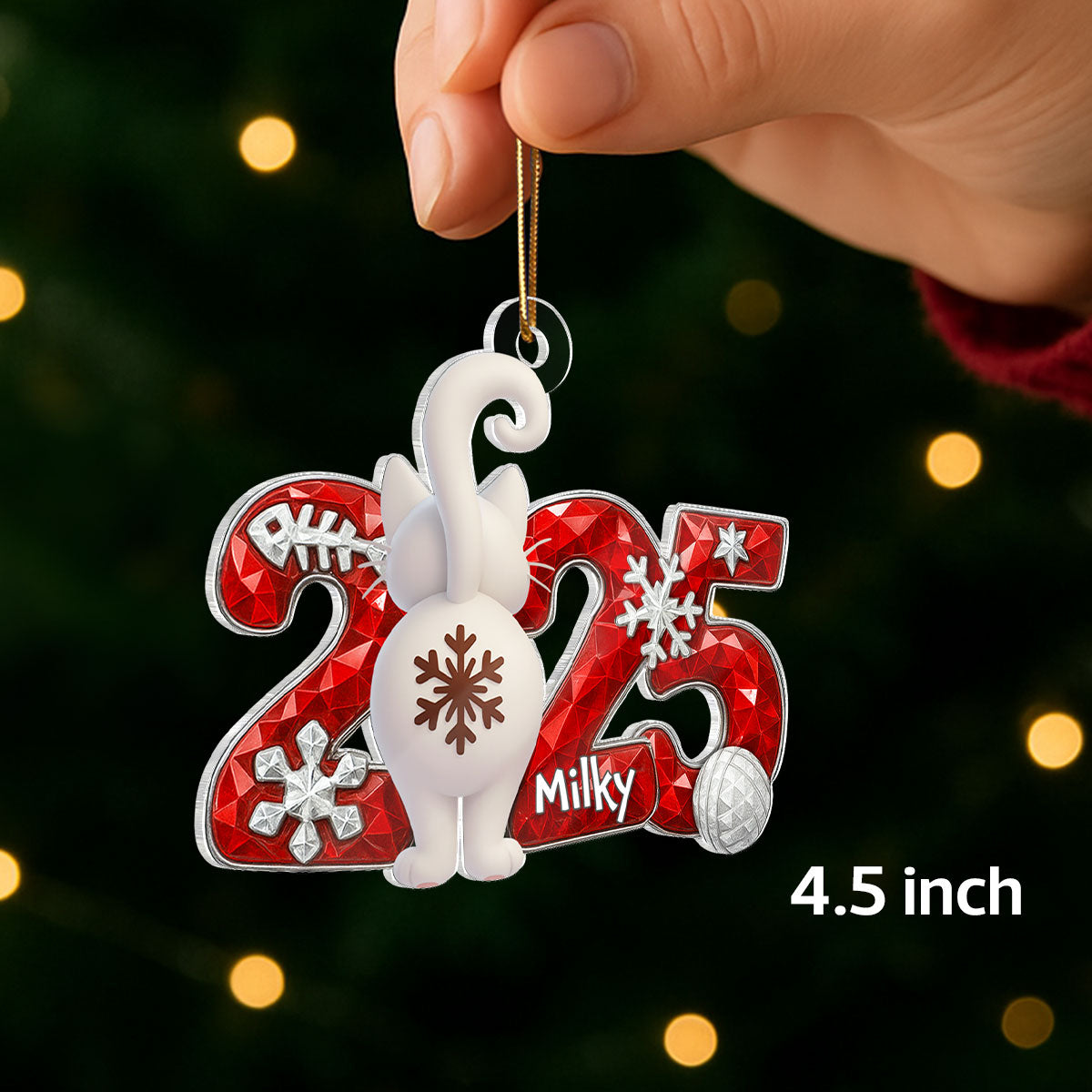 3D Crystal Effect Funny Cat Back View - Personalized Acrylic Ornament - Christmas Gift for Cat Lovers