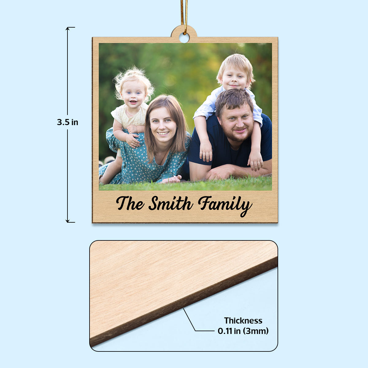 Family Crossword Puzzle Art Photo Inserted Personalized Double Sided Wooden Ornament