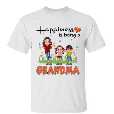 Happiness Is Being A Grandma Happy Grandma & Grandkids Personalized Shirt
