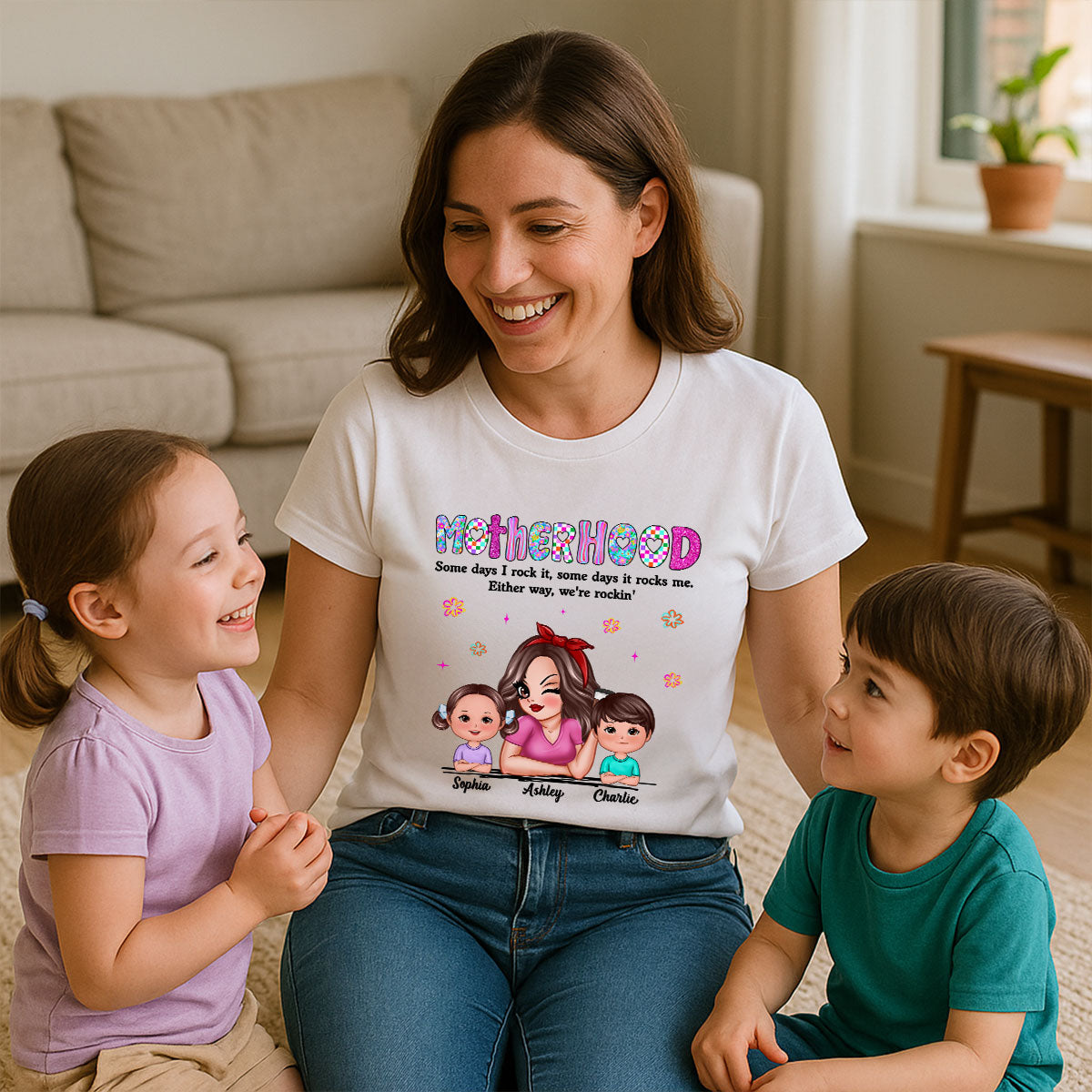 Rockin' Mother Hood Pretty Mom & Kids Personalized Shirt