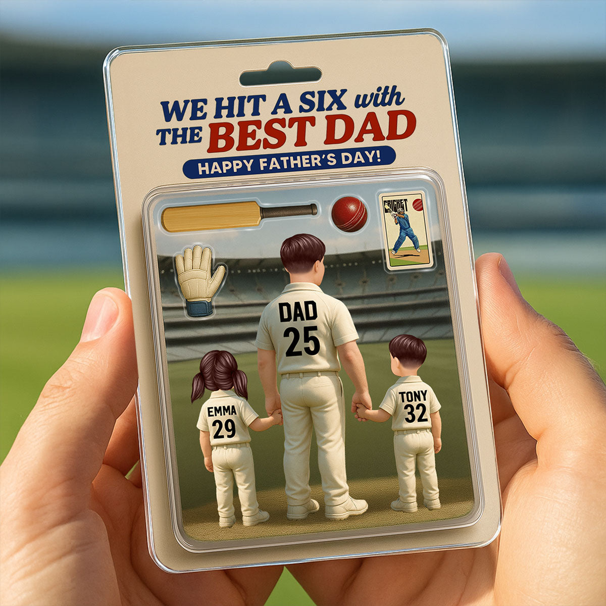 Hit A Six With The Best Dad Cricket Dad Personalized Car Hanger Acrylic Ornament, Father's Day Gift For Husband, Dad