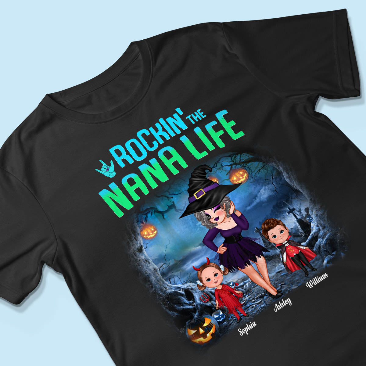 Night Halloween Rockin‘ Grandma Personalized Shirt