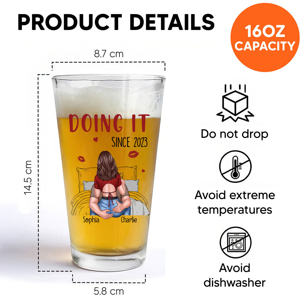 Congrats On Being My Husband Man Embracing Woman Back View Personalized Beer Glass