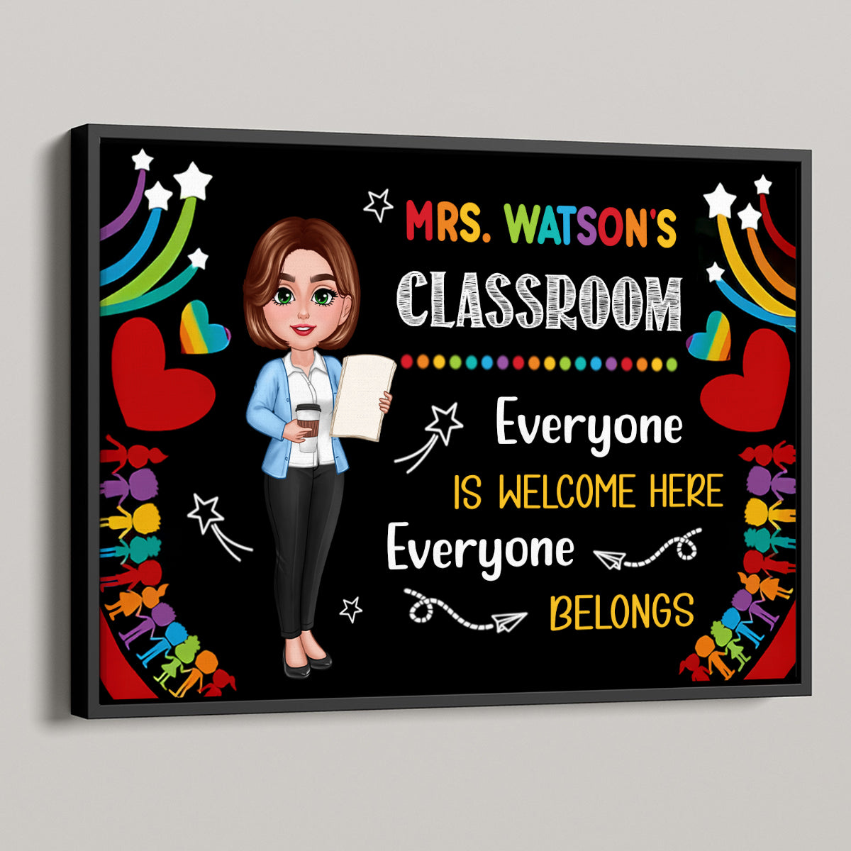 Teacher Classroom Everyone is Welcomed Here Personalized Poster, Back to School Gift for Teacher