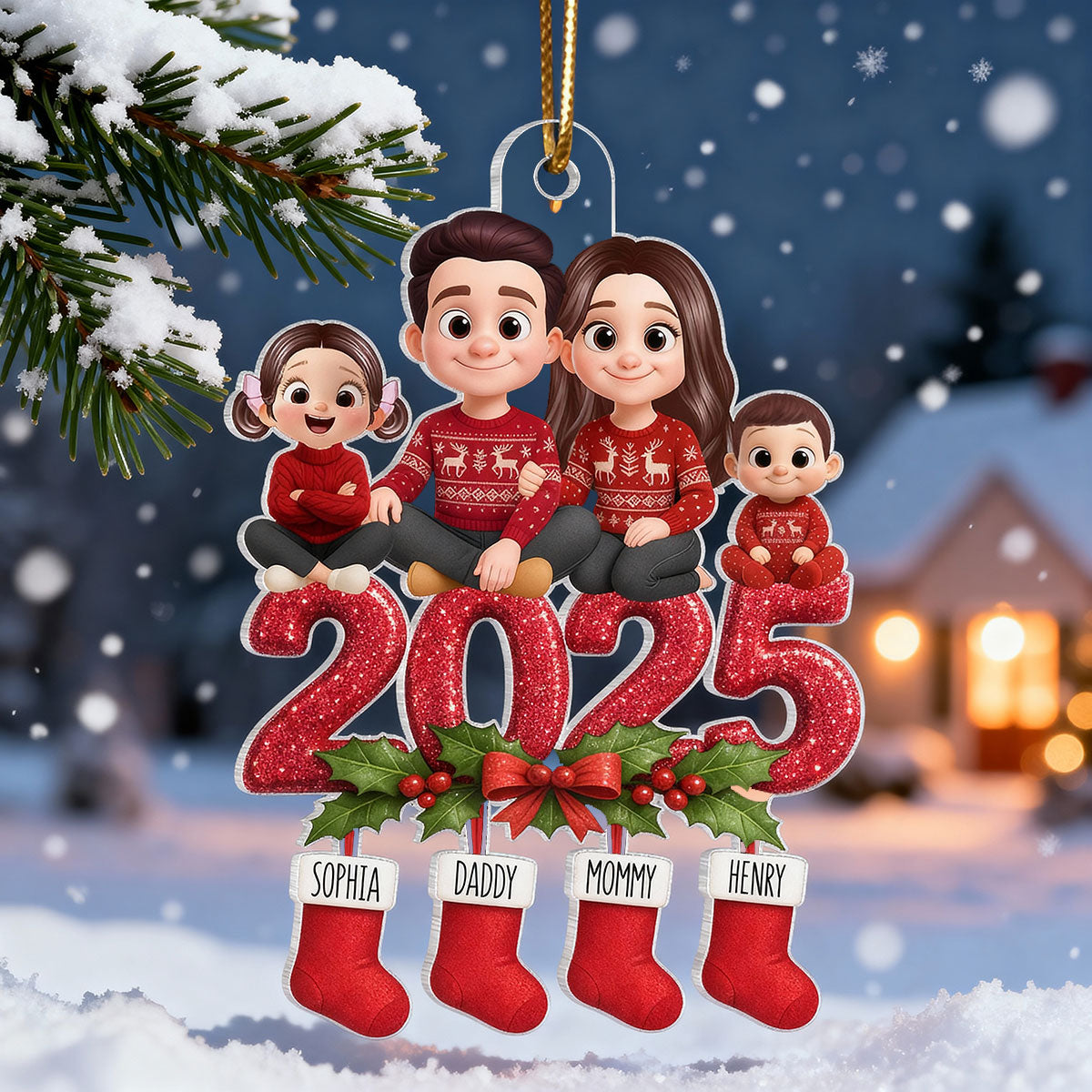 Our Family 2025 Keepsake - Personalized Acrylic Ornament - Christmas Decor for Family