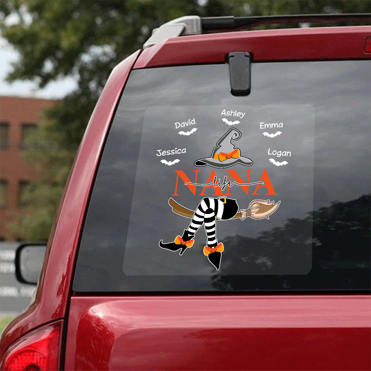 Grandma Life Witch On Broom Personalized Decal, Halloween Decor