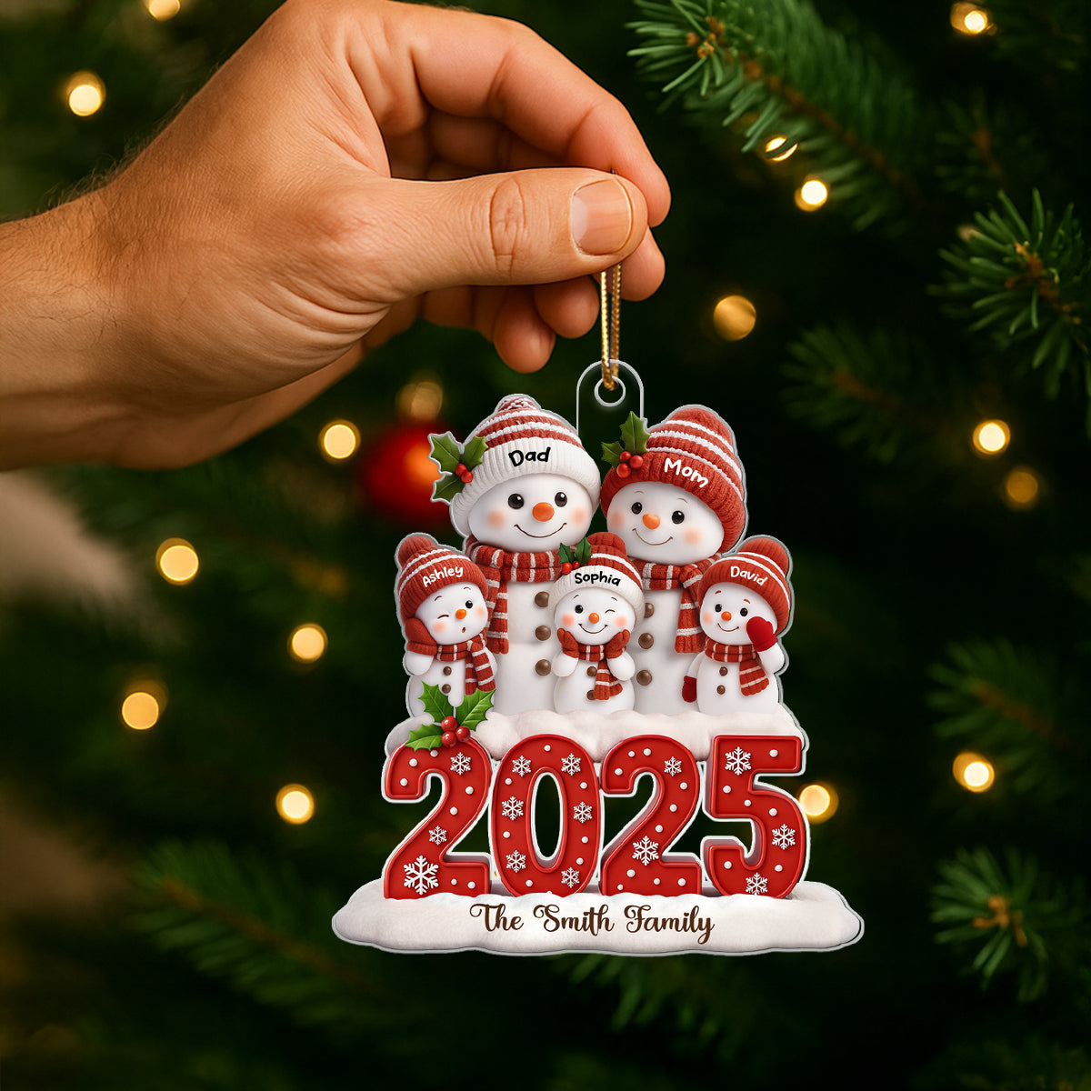 Family Snowman 2025 Togetherness - Personalized Acrylic Ornament - Christmas Gift for Husband, Wife, Christmas Decor