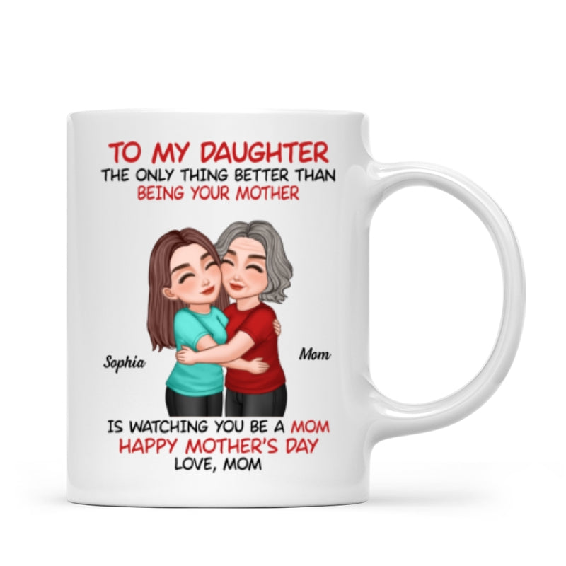 To My Daughter Happy Mother‘s Day Mom & Daughter Hugging Personalized Mug, Heartfelt 2025 Gift For Daughter
