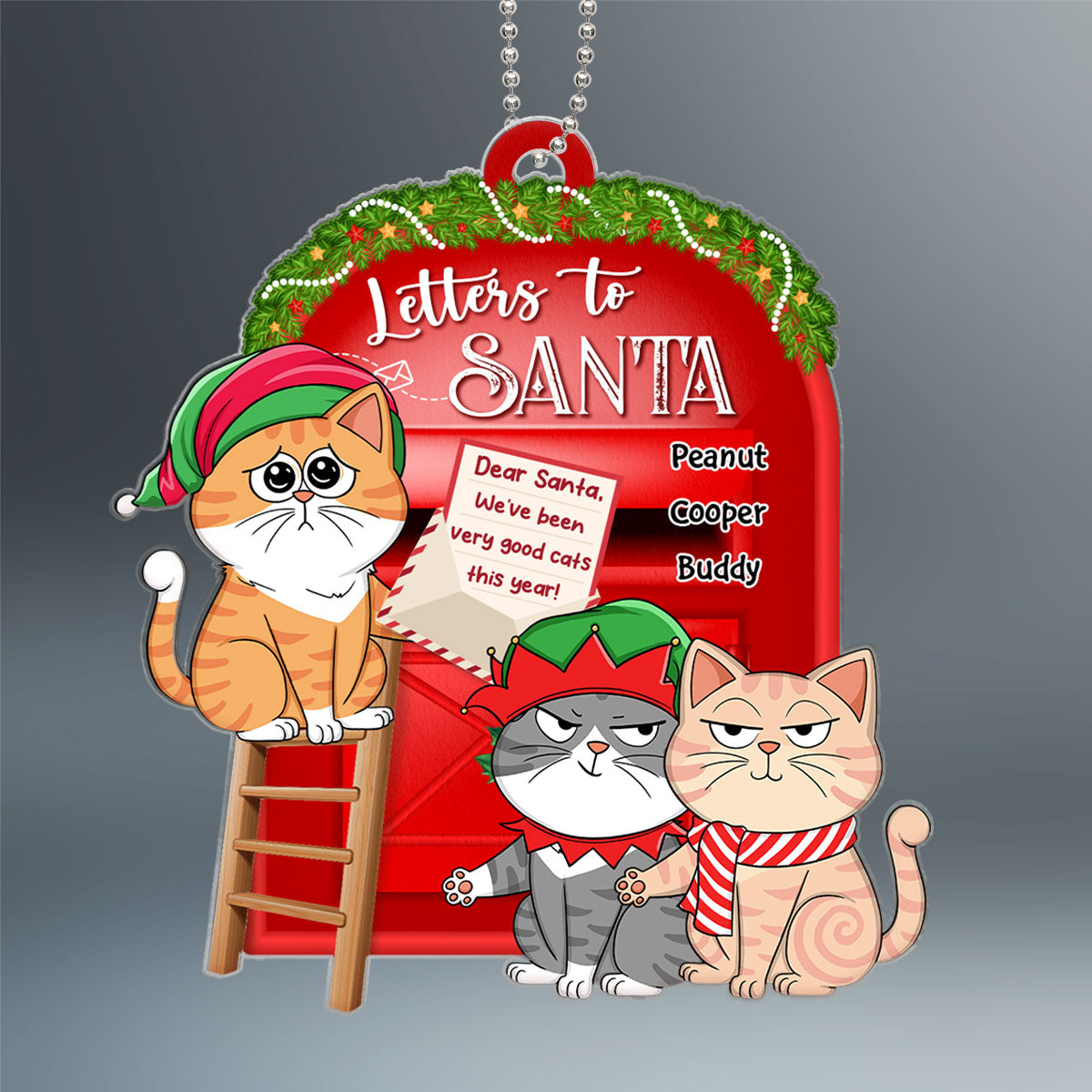 Dear Santa Define Naughty Funny Cat Cartoon Personalized Acrylic Ornament
