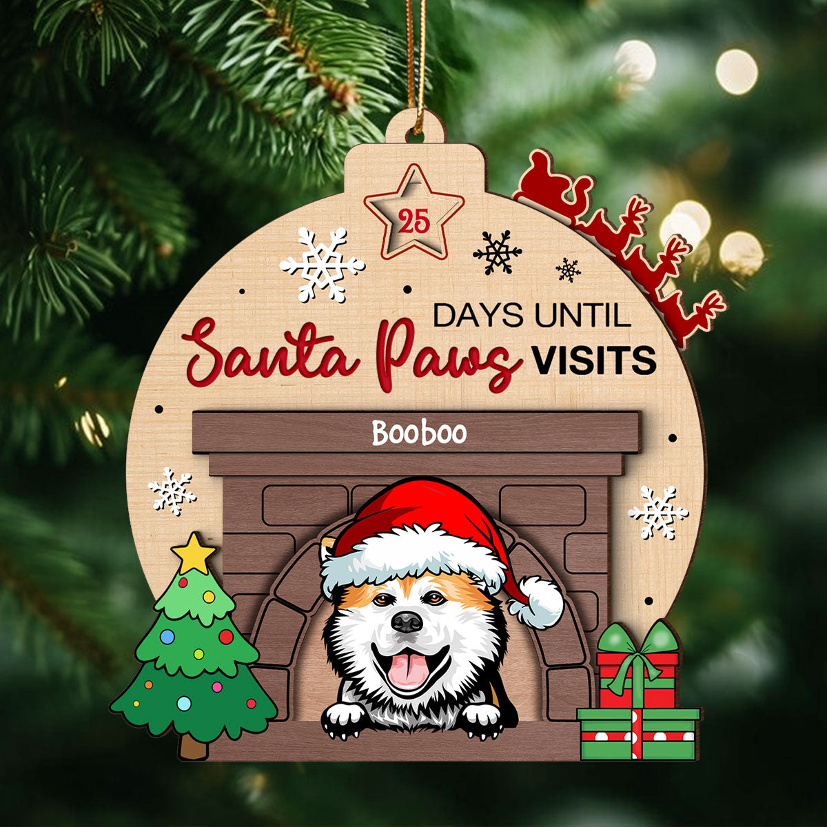 Sleeps Until Santa Paws Visits Dogs Personalized Countdown Ornament, Christmas Gift For Dog Lovers