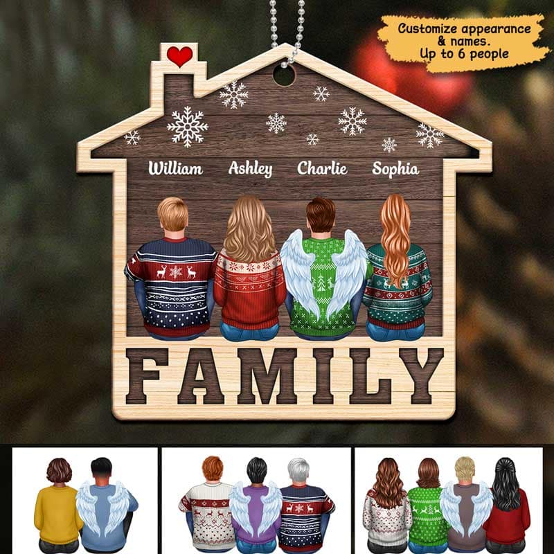 Family Sister Brother Sibling Sitting On Word Personalized Wooden Ornament