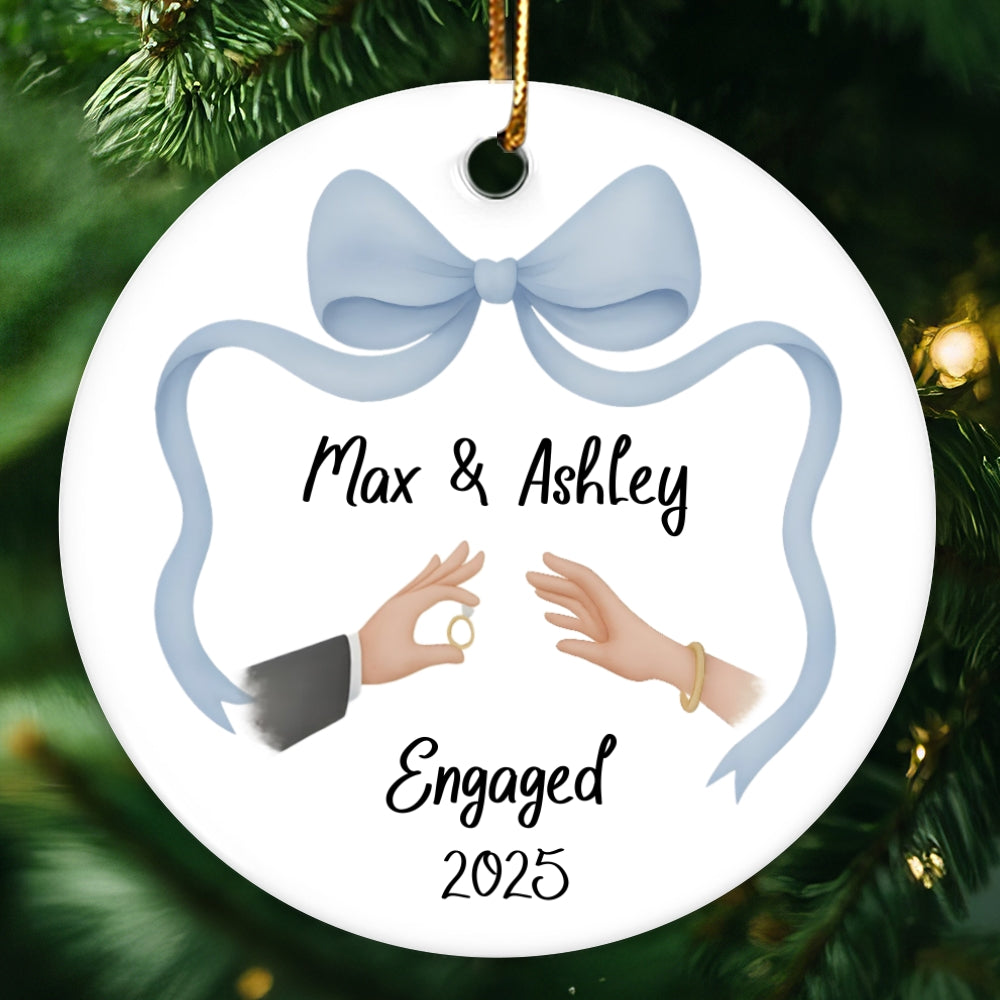 First Christmas Engaged Ornament, Personalized Engagement Gift for Couples, Custom Engagement Christmas Keepsake