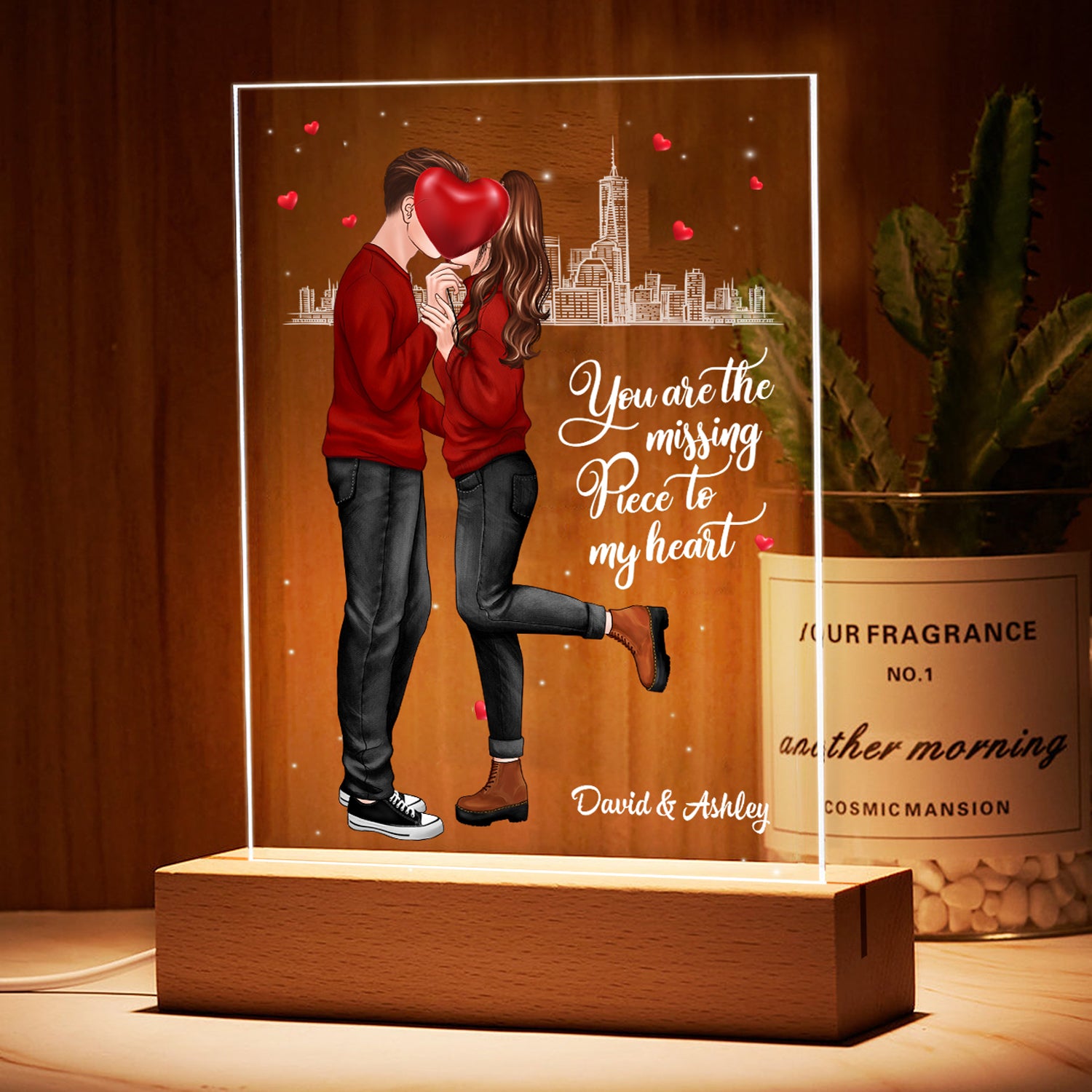 The Missing Piece To My Heart Standing Couple Personalized LED Night Light - Acrylic LED Lamp