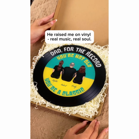 Retro Dad For The Record You're Not Old You Are A Classic Personalized Acrylic Record Plaque, Gift For Dad