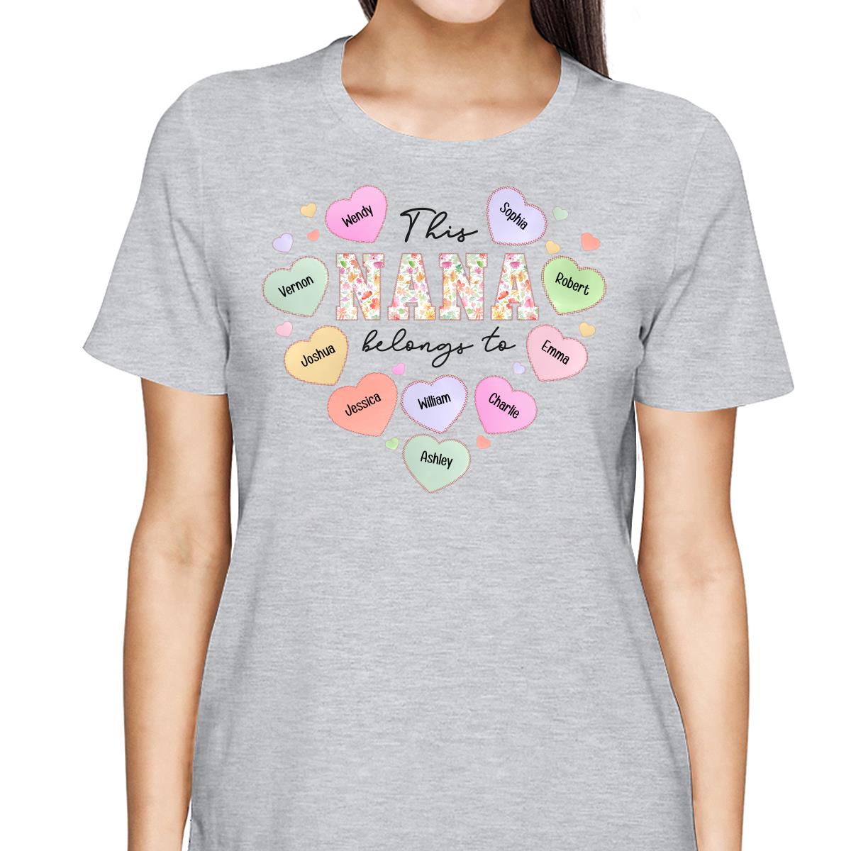 This Grandma Mom Belongs To Heart Shape Personalized Shirt