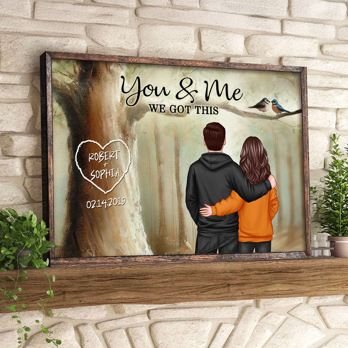 Couple Names Carved On Tree Of Love Personalized Poster, Heartfelt Gift For Couple, For Him, For Her, Boyfriend, Girlfriend, Husband, Wife
