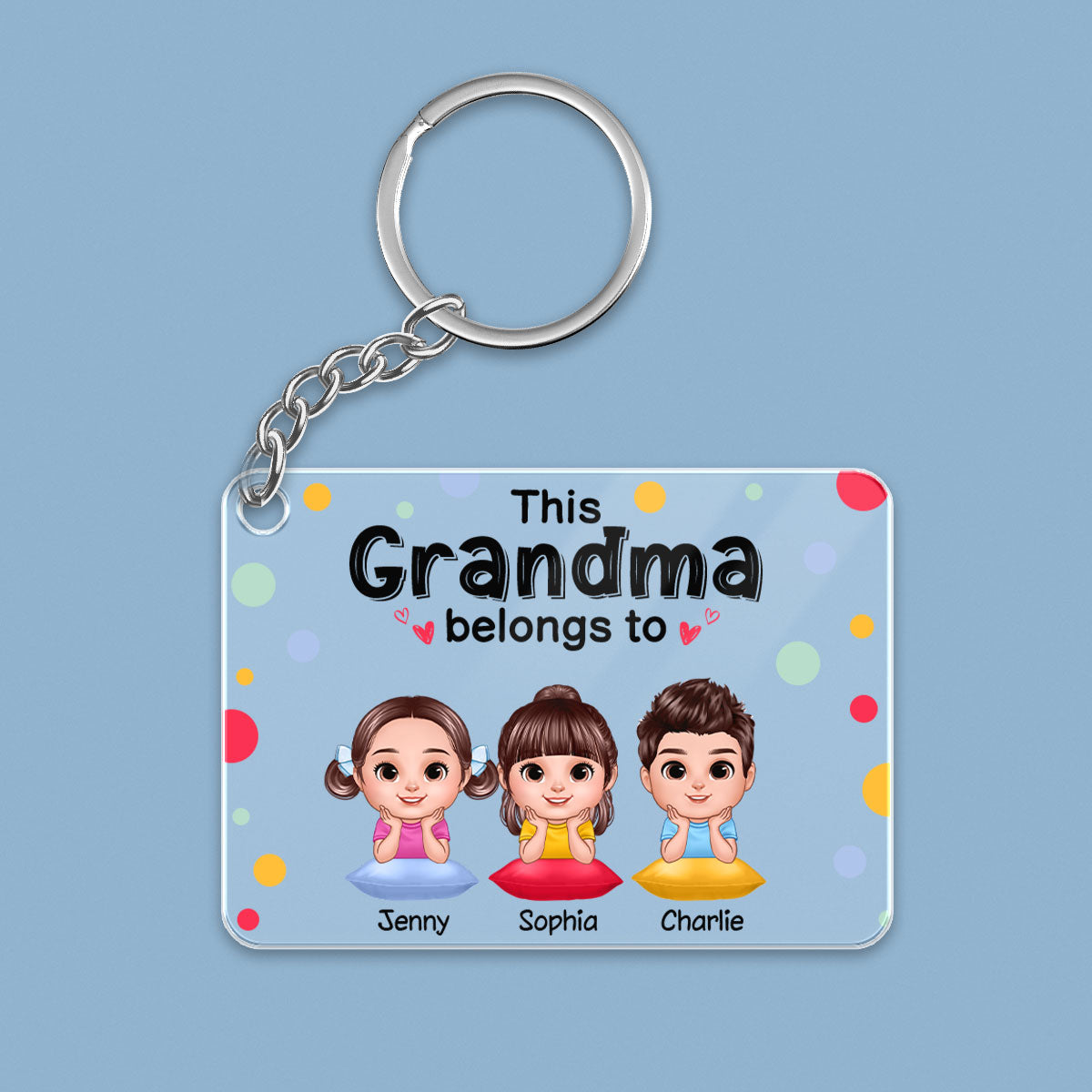 This Grandma Mom Belongs To Cute Doll Kids Personalized Acrylic Keychain