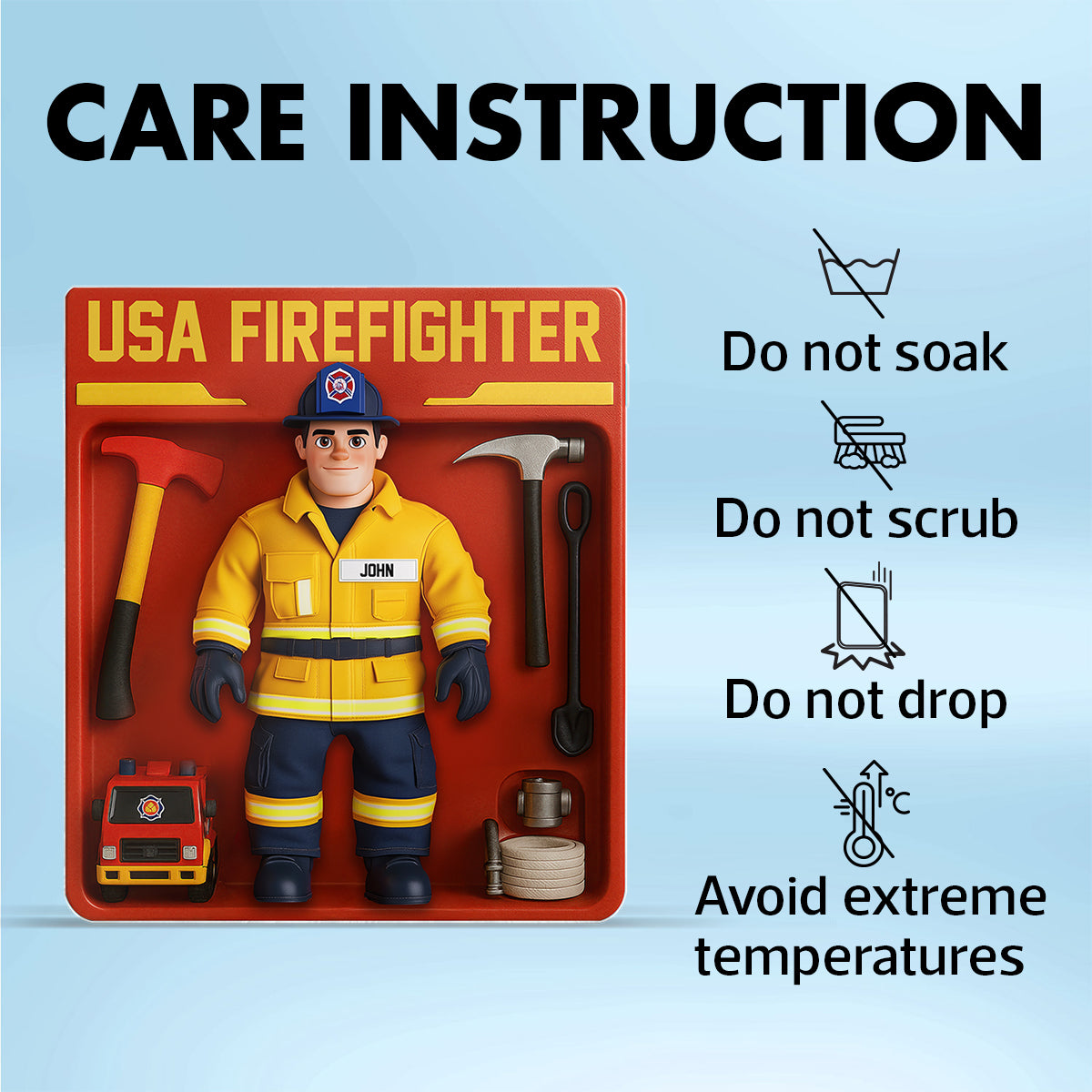 Personalized USA Firefighter Acrylic Plaque Decor, Custom Figure for Firefighters