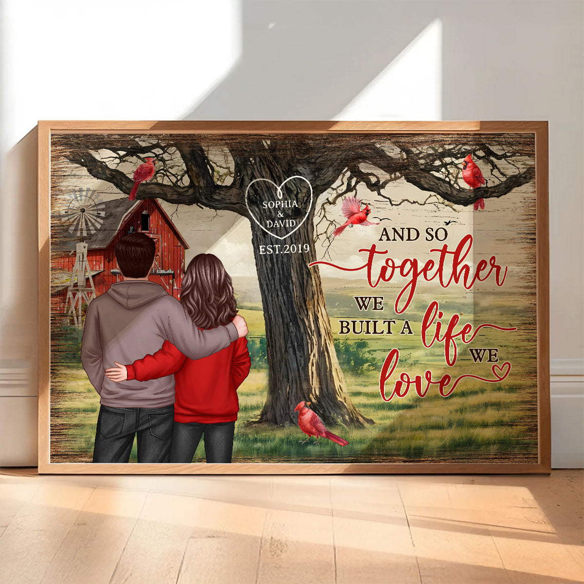Personalized Couples Tree Large Farmhouse Poster Wall Art,  Gift, Anniversary Gift For Couples, For Him, For Her