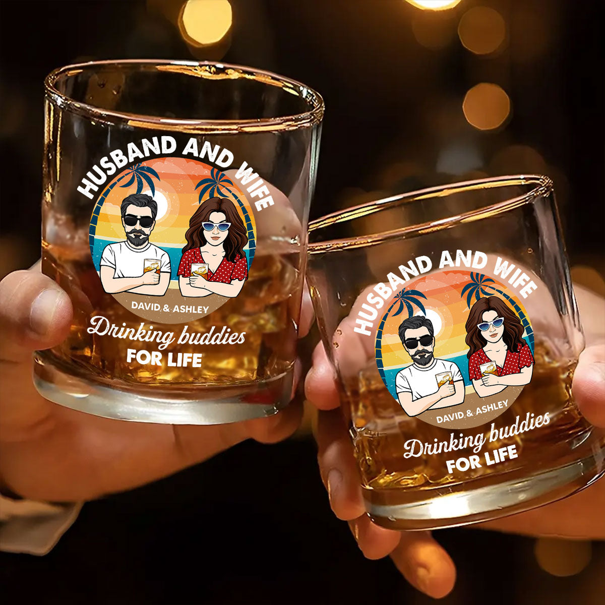 Husband And Wife Drinking Buddies for Life Personalized Wine Glass, Gift for him, Gift for her
