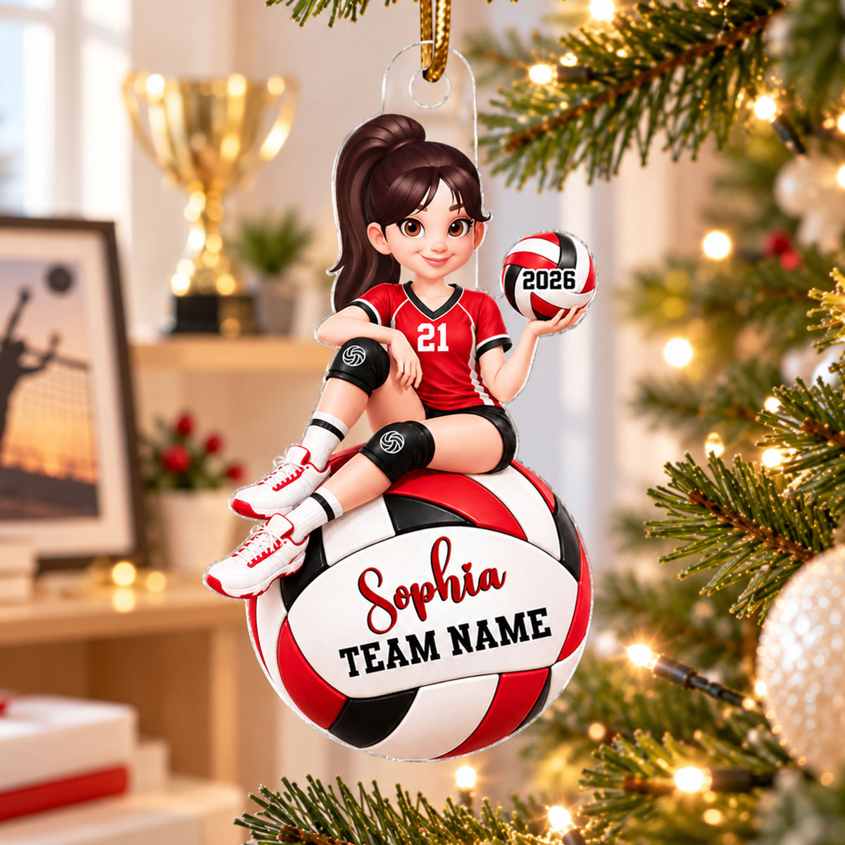 Proud Volleyball Player Slay Girl - Personalized Acrylic Ornament - Christmas Gift For Volleyball Players, Granddaughter, Daughter