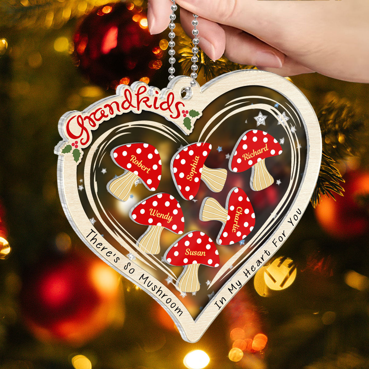 Grandkids There Is So Mushroom In My Heart For You Personalized Shaker Ornament