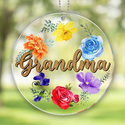 Mom Grandma Flowers Personalized Acrylic Ornament