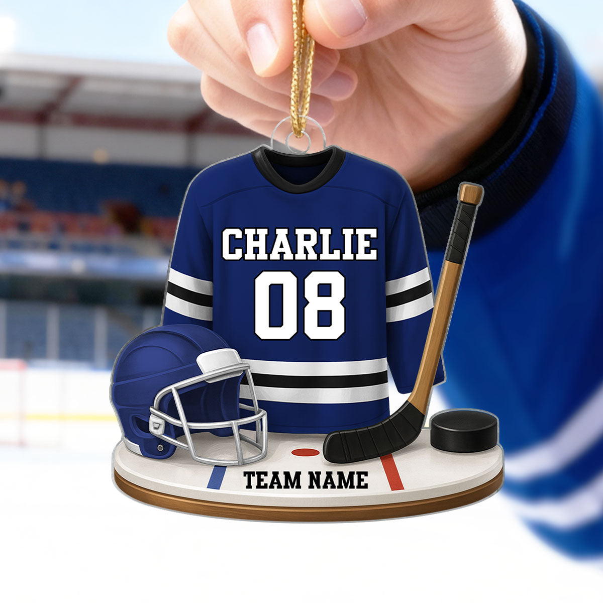 Hockey Kit Jersey 3D Effect - Personalized Acrylic Ornament - Christmas Gift For Son, Grandson, Boyfriend