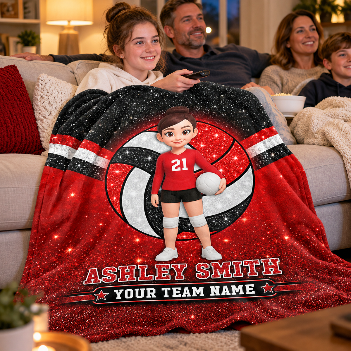 Proud Volleyball Custom Name And Team Name - Personalized Fleece Blanket - Christmas Gift For Volleyball Players, Daughter, Granddaughter, Son, Grandson