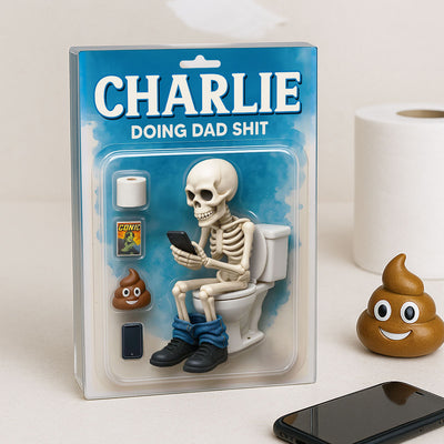 Doing Dad Sh*t, Funny Skeleton Toilet Custom Figure Toy Box Personalized Acrylic Block