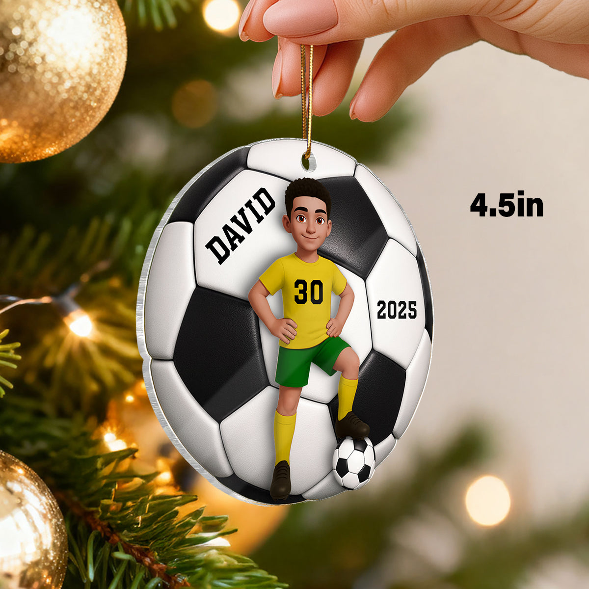 Soccer Girl Boy 3D Effect - Personalized Acrylic Ornament