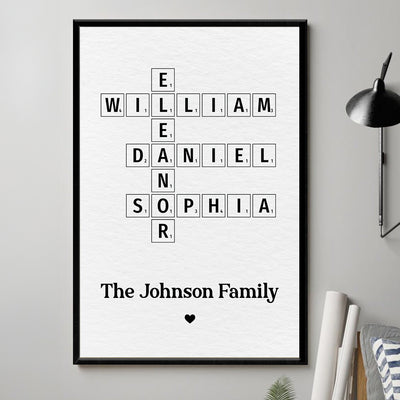 Family Crossword Art - Created In A Moment, Treasured Forever Personalized Poster