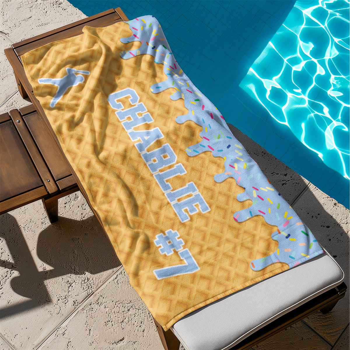 Personalized Ice Cream Drip Baseball Softball Beach Towel For Boys, Girl, Drip Beach Towel, Pool Towel Youth Baseball Gift