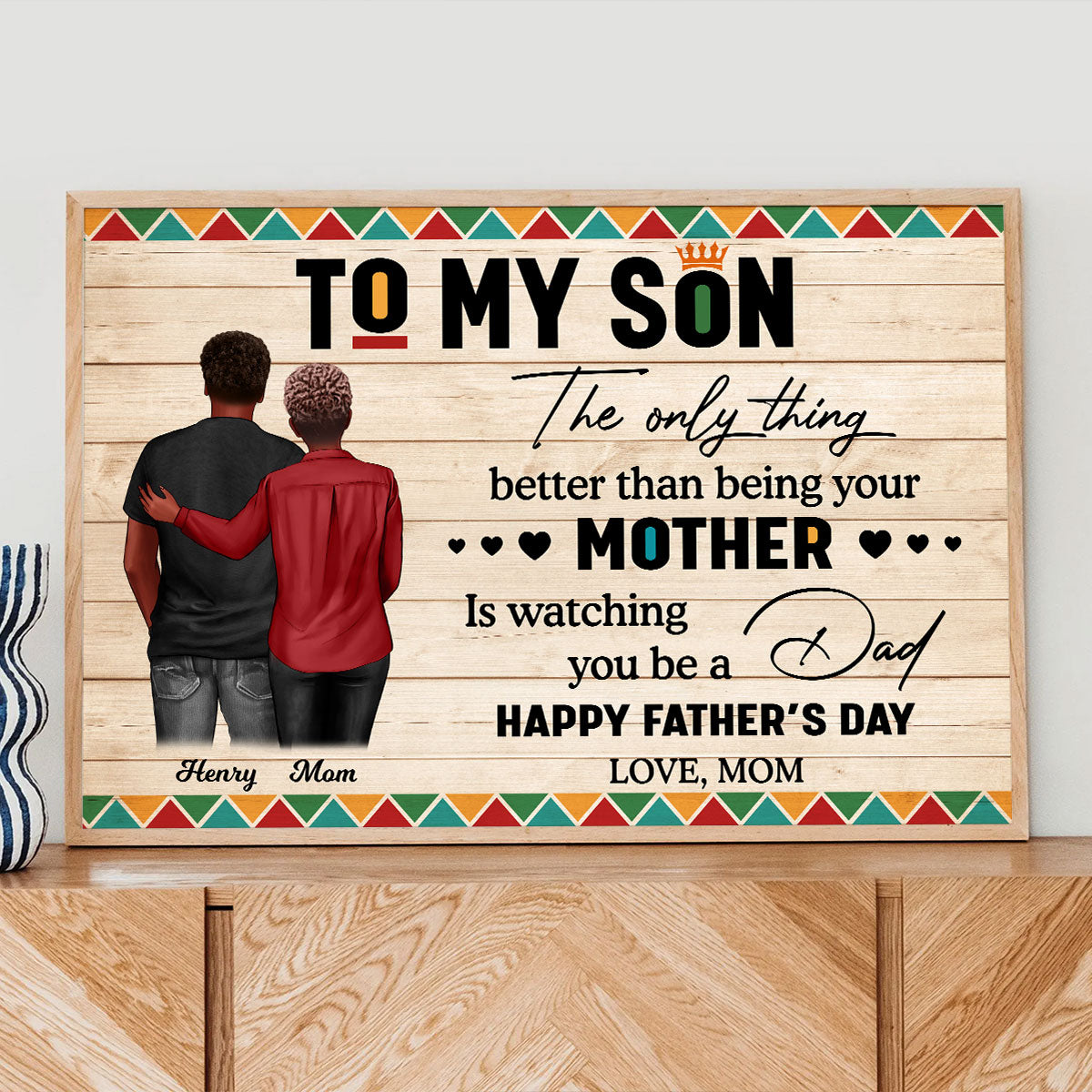 To My Son From Mom Dad Happy Father's Day Black Pride Personalized Poster