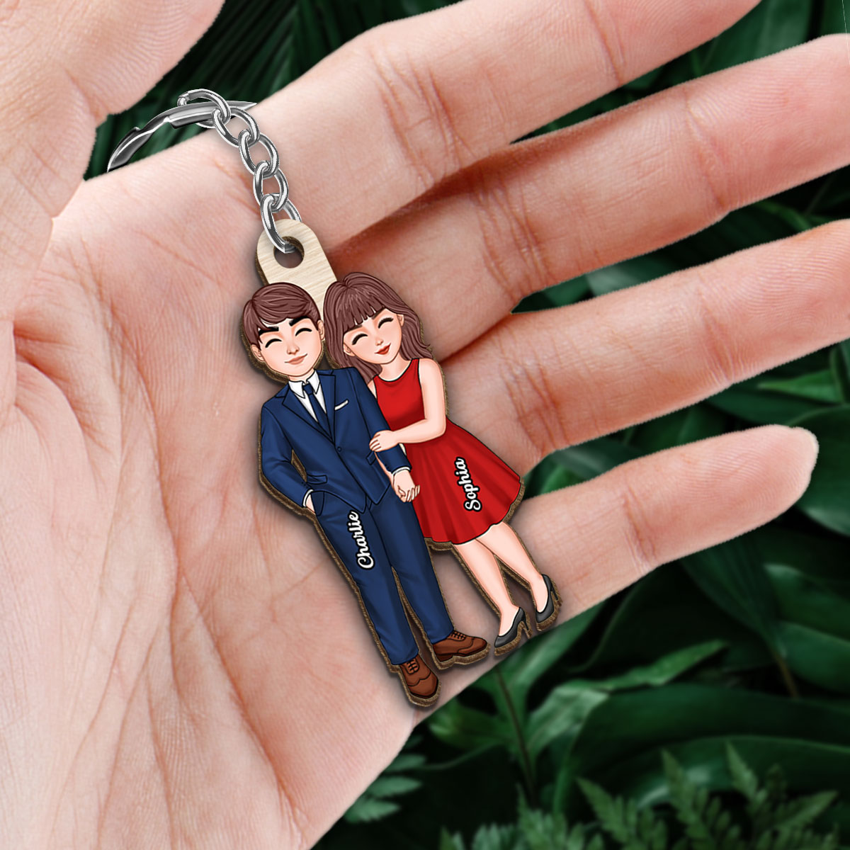 I Choose You To Do Life With Couple Holding Hand Personalized Wooden Keychain