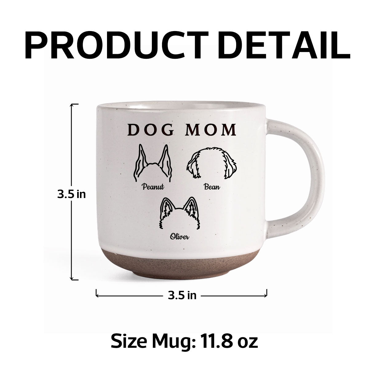 Dog Mom Dog Head Outline Personalized Pottery Mug, Gift for Dog Mom