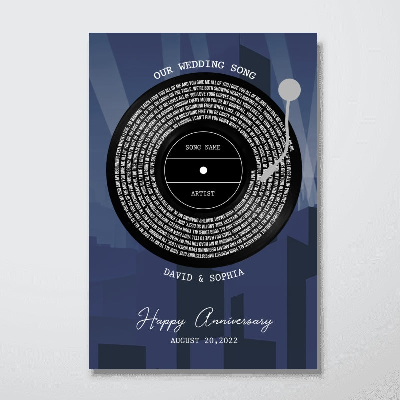 Unique Vinyl Song Lyrics Gold Art Deco Couple Wedding Poster, Perfect  Gift, Anniversary Gift, Wedding Gift For Couple For Him For Her