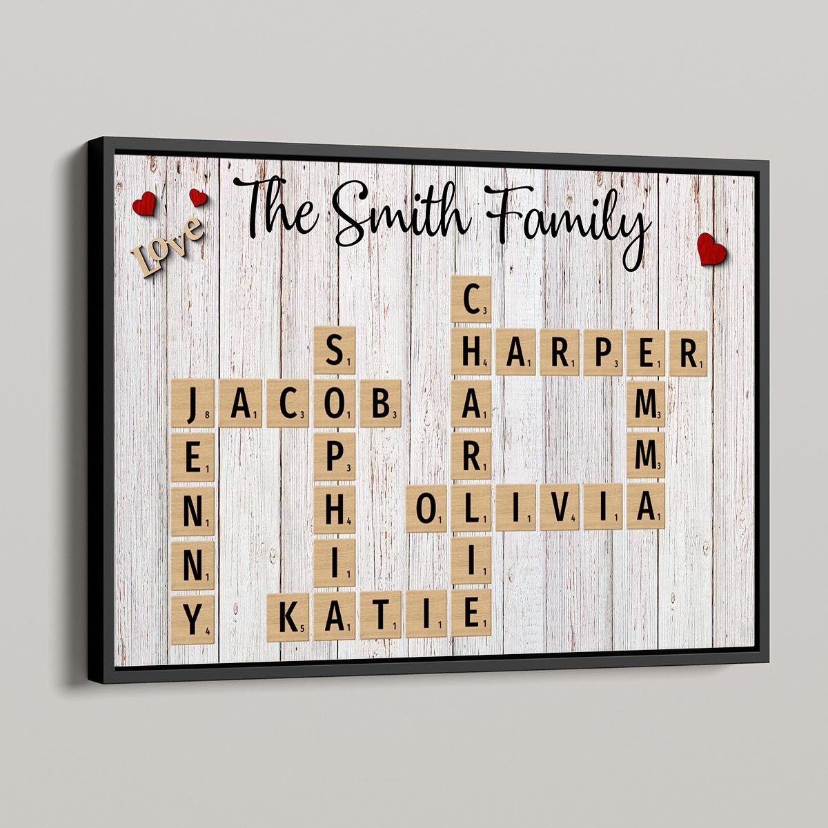 Family Love Crossword Puzzle Art - Personalized Poster - Christmas Gift For Family, Dad, Mom, Brother, Sister
