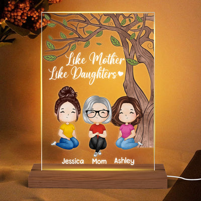Like Mother Like Daughter Watercolor Style Mother‘s Day Gift Personalized LED Night Light