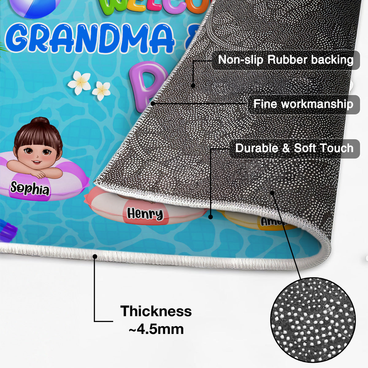 Welcome To Grandpa Grandma Grandparents Summer Pool Personalized Doormat| Summer Decoration