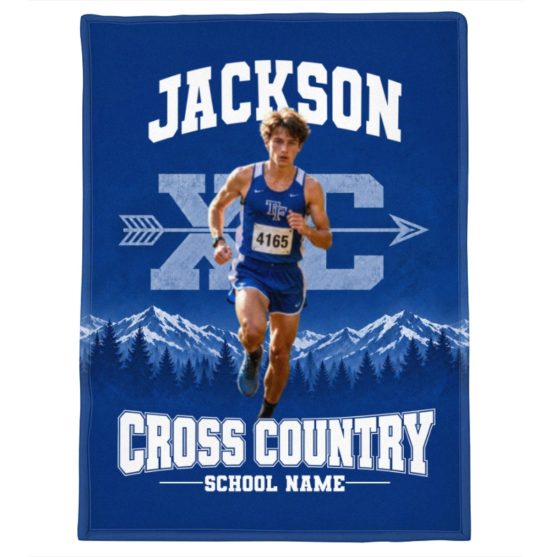 Custom Photo Cross Country - Personalized Fleece Blanket - Christmas Gift for Daughter, Son, Grandkids