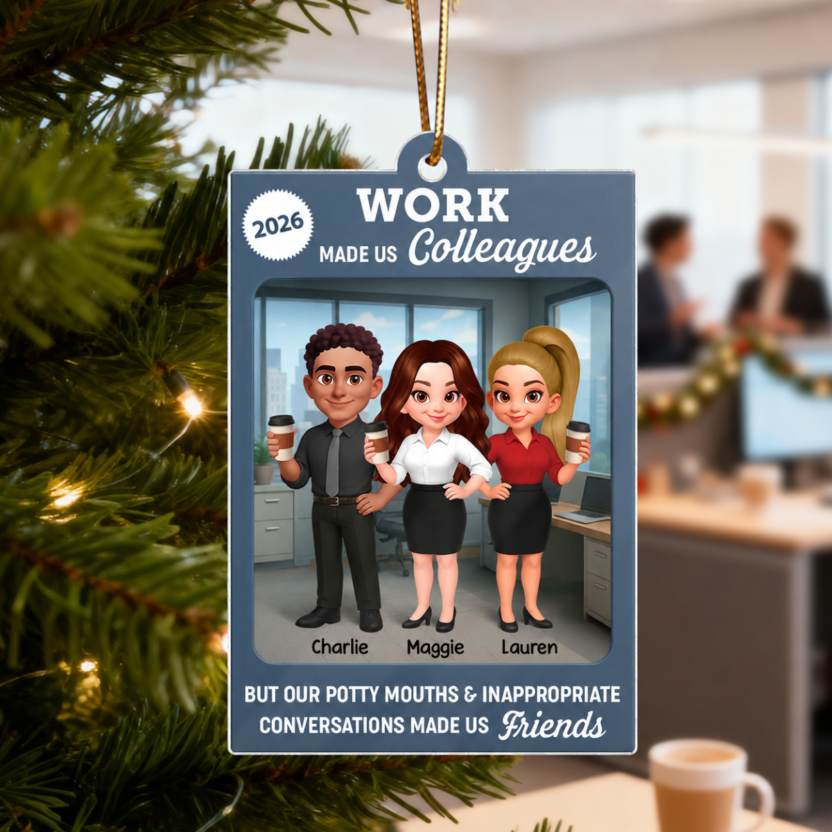 Work Besties Action Figure Toy Box 3D Effect - Personalized Acrylic Ornament - Christmas gift For Coworkers Colleagues