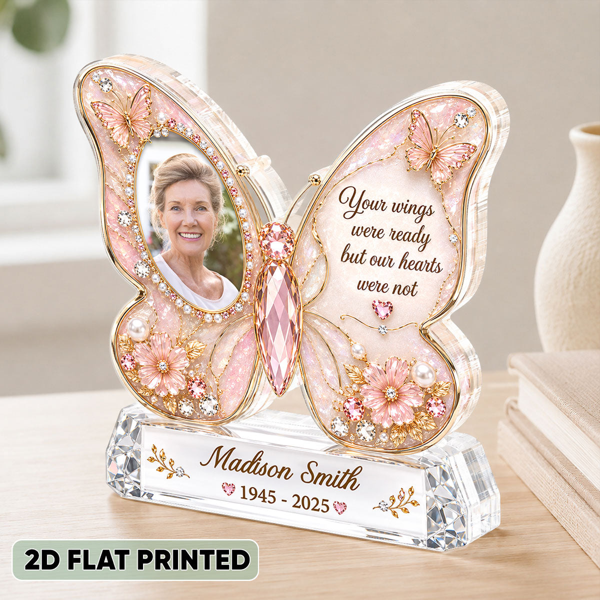 Memorial Butterfly Custom Photo - Personalized Acrylic Block Plaque - Heartfelt Sympathy Gift for Loved Ones
