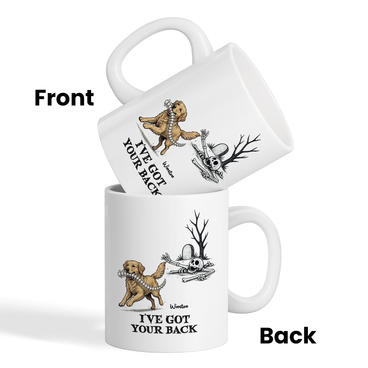 I've Got Your Back Dog Stealing Backbone From Your Dog Photo - Personalized Mug - Funny Halloween Drinkware For Dog Lovers
